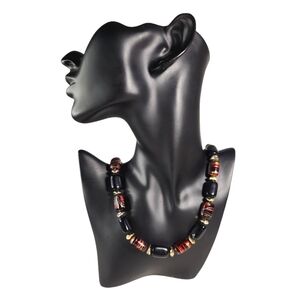Red Gold & Black Glass Bead Necklace